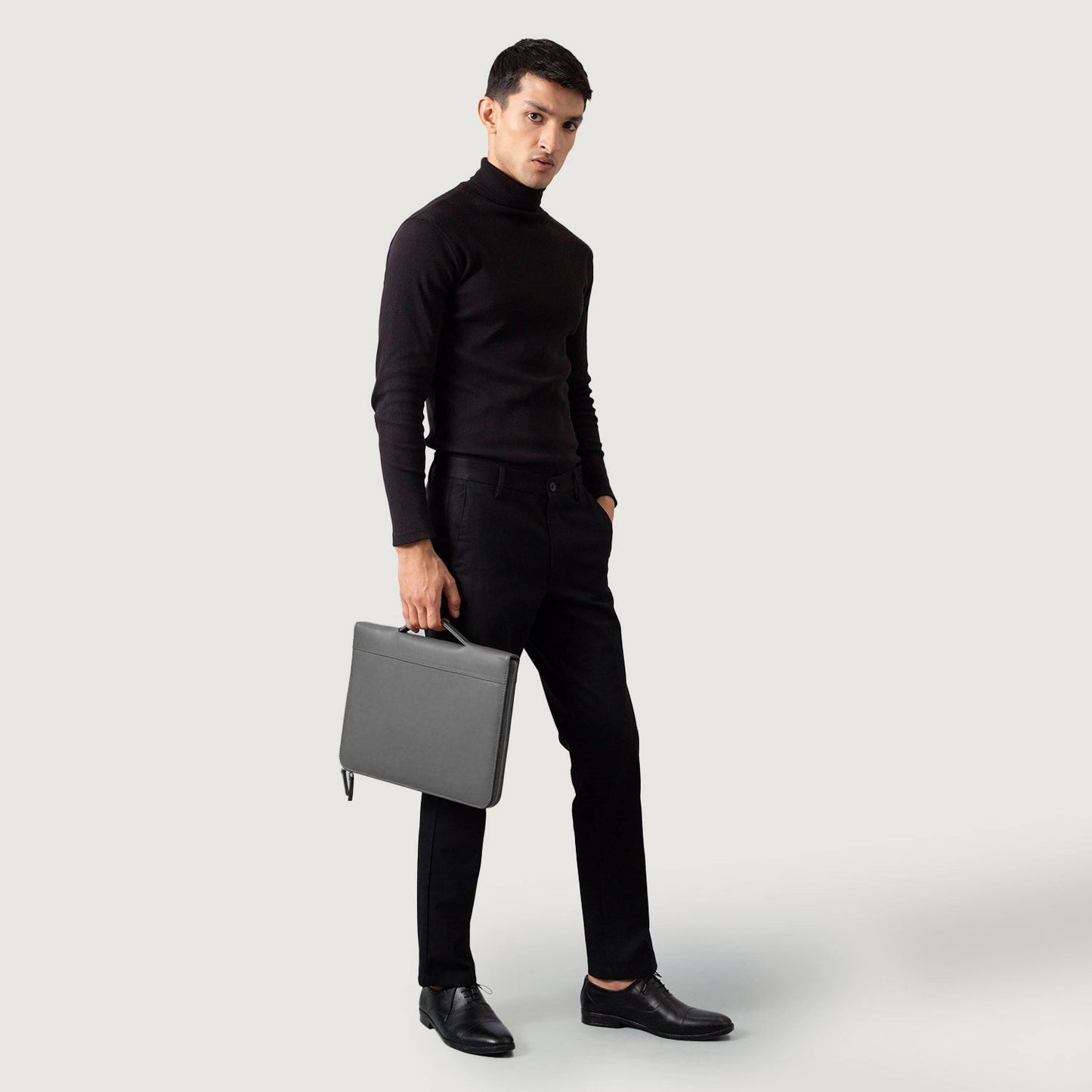 The Eclectic Grey Leather Folio Organizer