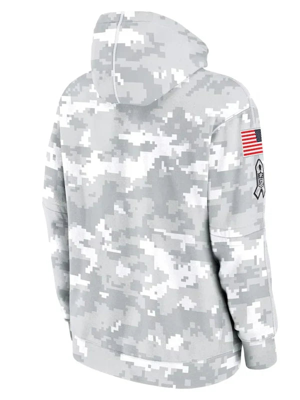 2024 Miami Dolphins Arctic Camo Salute to Service Hoodie - Recreated Inspired Edition