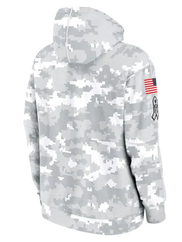 2024 New England Patriots Arctic Camo Salute to Service Hoodie - Recreated Inspired Edition