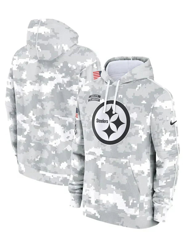 2024 Pittsburgh Steelers Arctic Camo Salute to Service Hoodie - Recreated Inspired Edition