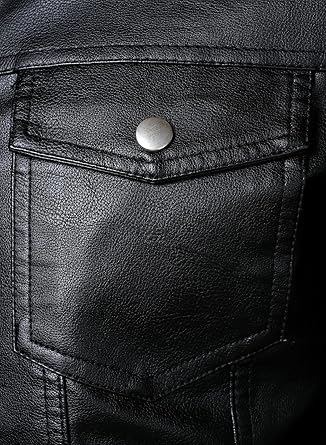 HOOD CREW Mens Leather Jacket Motorcycle Biker Jackets Casual Lightweight Faux Leather Outwear