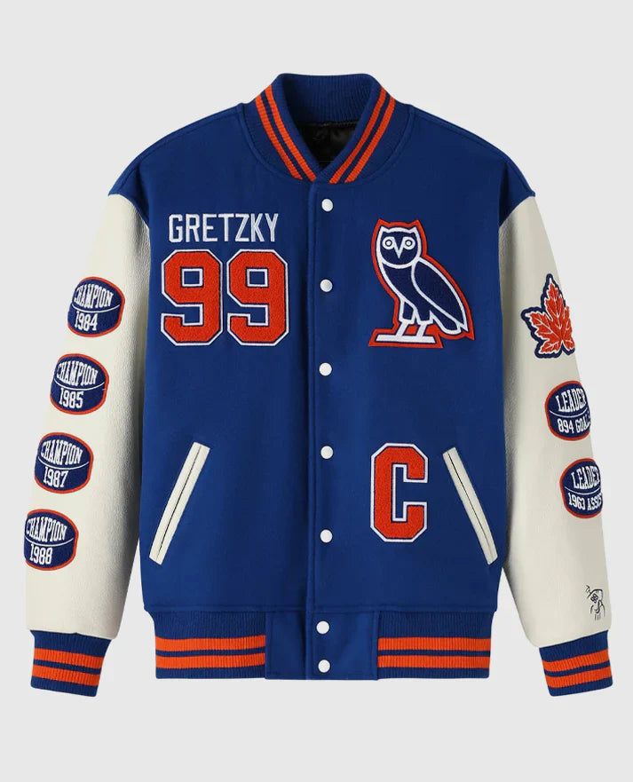 OVO Wayne Gretzky The Great One Varsity Jacket - Recreated Inspired Edition
