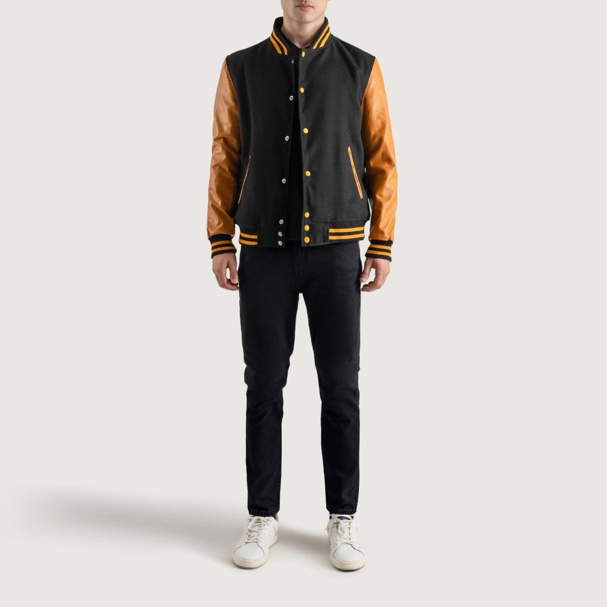 Black and Gold Varsity Letterman Jacket - Recreated Inspired Edition