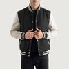 Black and White Wool & Leather Letterman Varsity Jacket - Recreated Inspired Edition