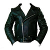 Black leather jacket on a white background