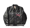 Black leather jacket with 'Palace' logo on a white background
