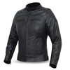 Black leather jacket on a plain background