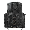 Black leather vest with buttons on a black background