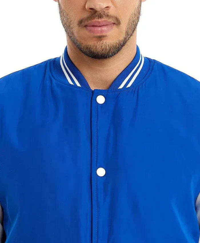 Blue and White Baseball Varsity Jacket - Recreated Inspired Edition