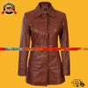 Brown leather jacket on a yellow background