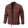 Brown leather jacket on a white background