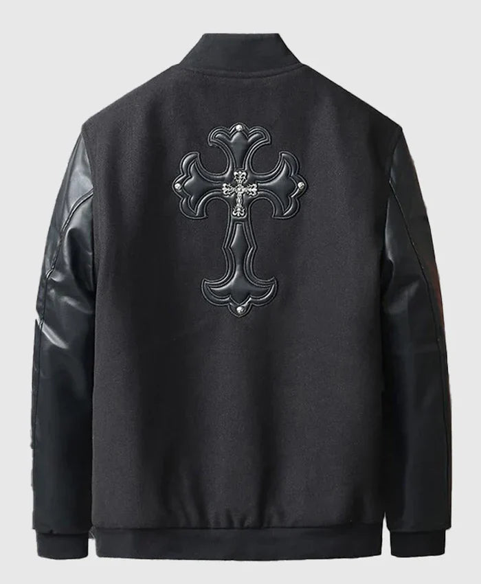 Chrome Cross Black Letterman Jacket