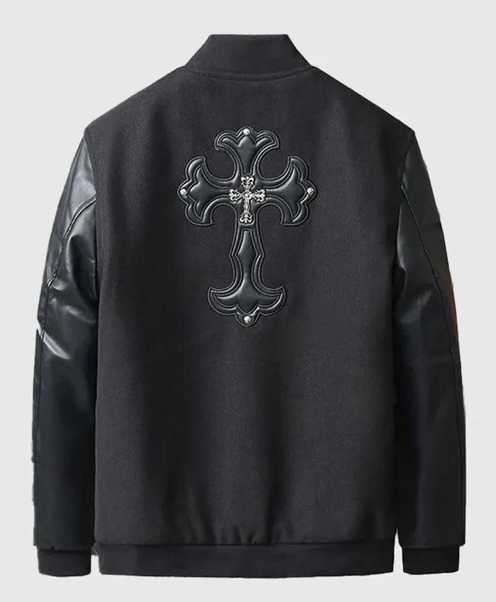Chrome Cross Black Letterman Jacket