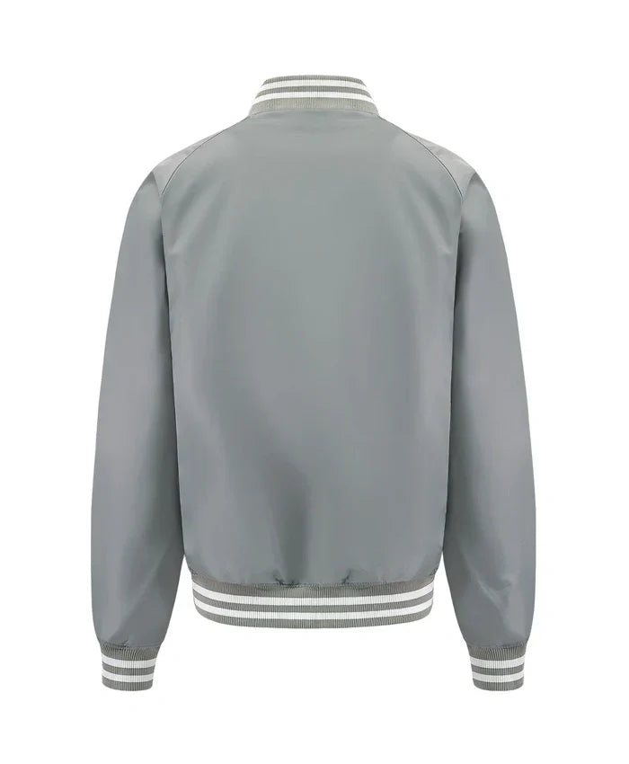 Essential Silver Satin Lettermen Bomber Jacket