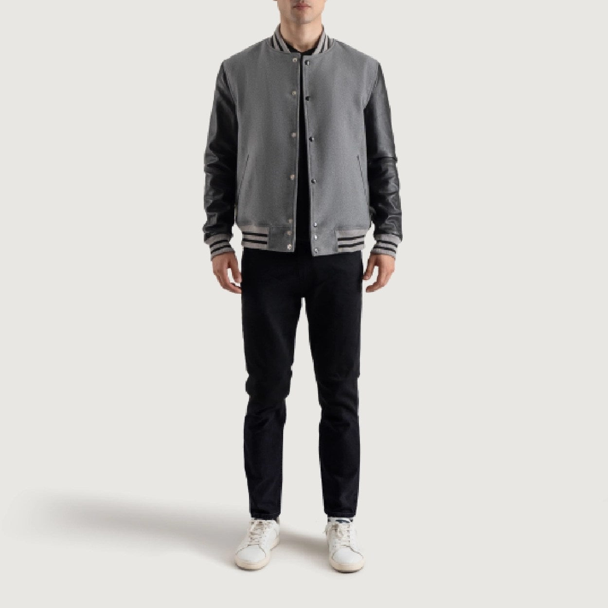 Gray and Black Varsity Letterman Jacket - Recreated Inspired Edition