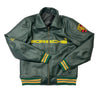 Green Porsche jacket with yellow branding on a white background
