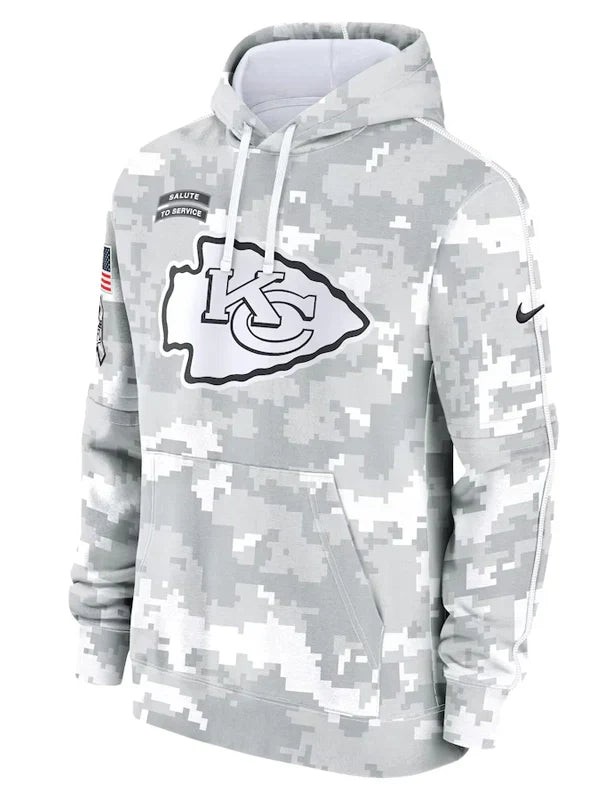 2024 Kansas City Chiefs Arctic Camo Salute to Service Hoodie - Recreated Inspired Edition