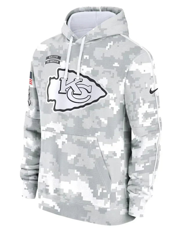 2024 Kansas City Chiefs Arctic Camo Salute to Service Hoodie - Recreated Inspired Edition