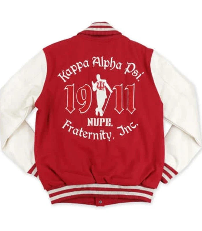 Kappa Alpha Psi Red And White Varsity Jacket - Recreated Inspired Edition