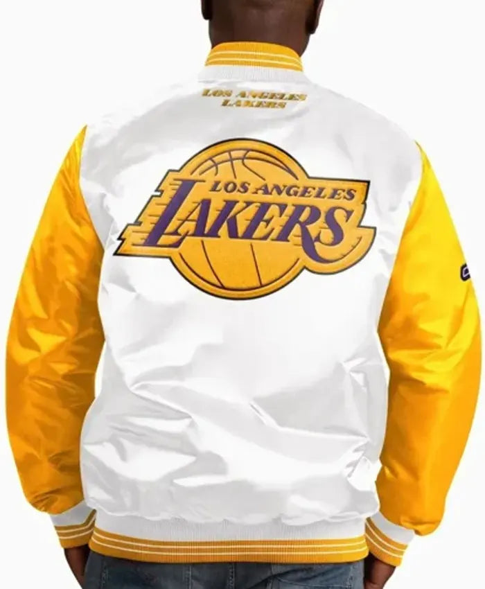 LA Lakers White Yellow Varsity Jacket - Recreated Inspired Edition