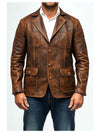 Men’s Premium Brown Distressed Leather Blazer – Sophisticated & Timeless