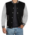 Men’s Black Grey Varsity Bomber Jacket