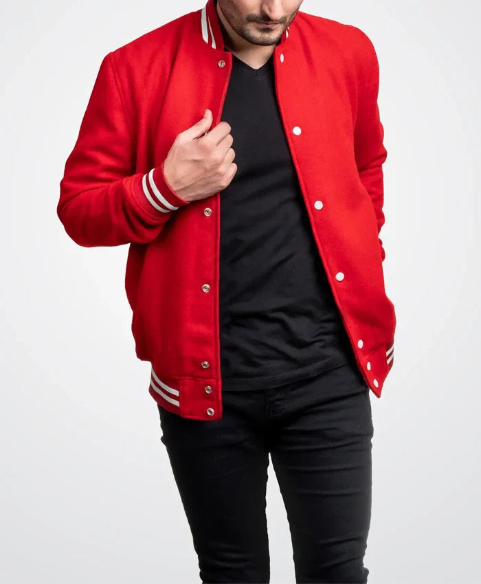 Mondor Red Wool Varsity Jacket - Recreated Inspired Edition