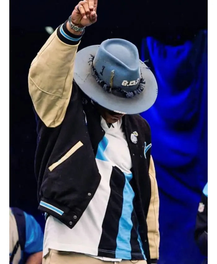 NFC Wild Card Playoffs Cam Newton Panthers Varsity Jacket - Recreated Inspired Edition