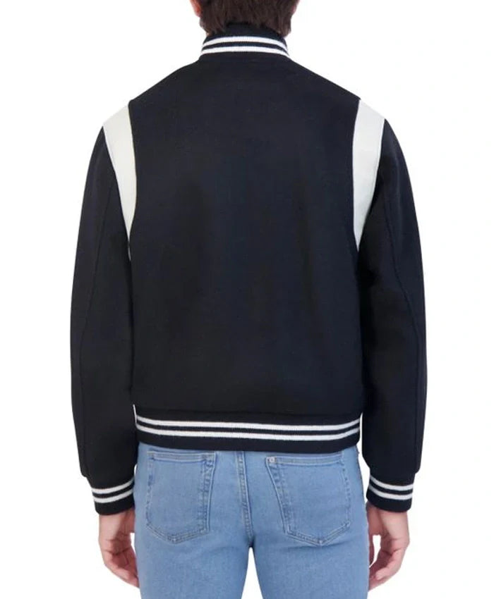 Navy Blue Letterman Varsity Jacket - Recreated Inspired Edition With Rib Collar
