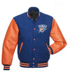 Oklahoma City Thunder Orange And Blue Letterman Jacket