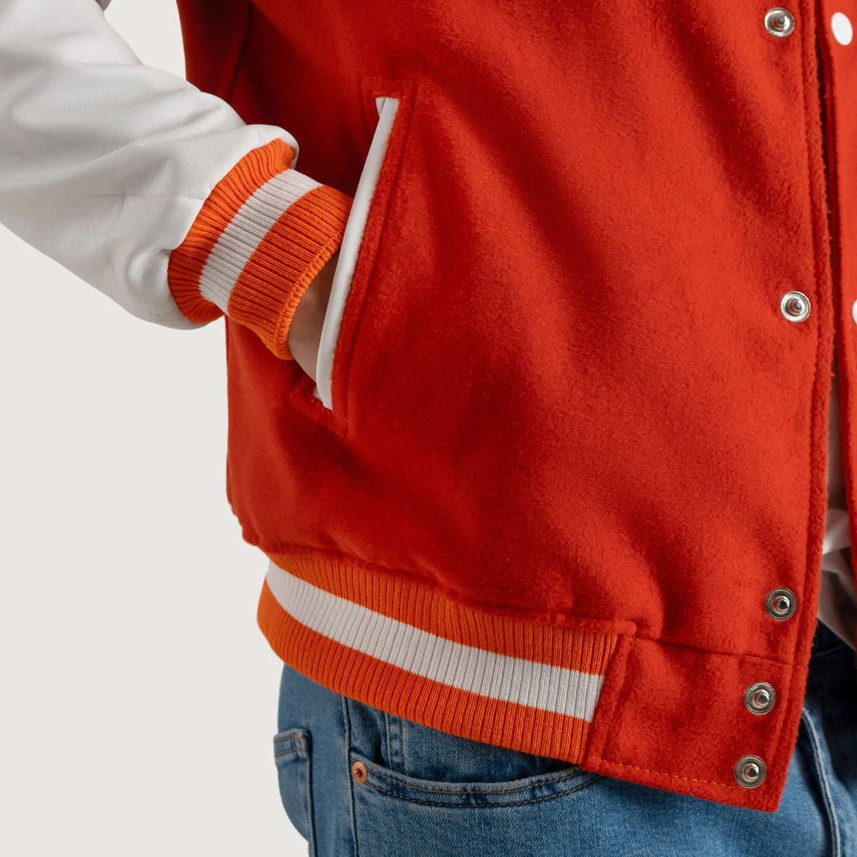 Orange and White Varsity Letterman Jacket - Recreated Inspired Edition