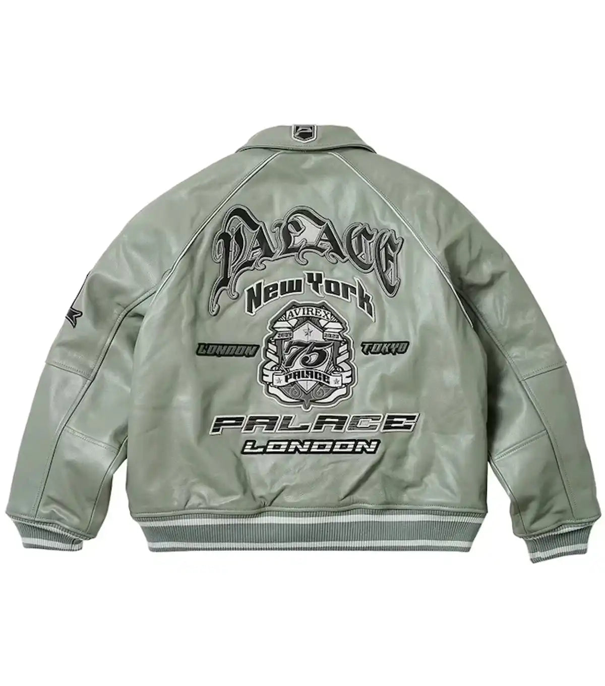 Palace x Avirex Grey Varsity Jacket - Recreated Inspired Edition