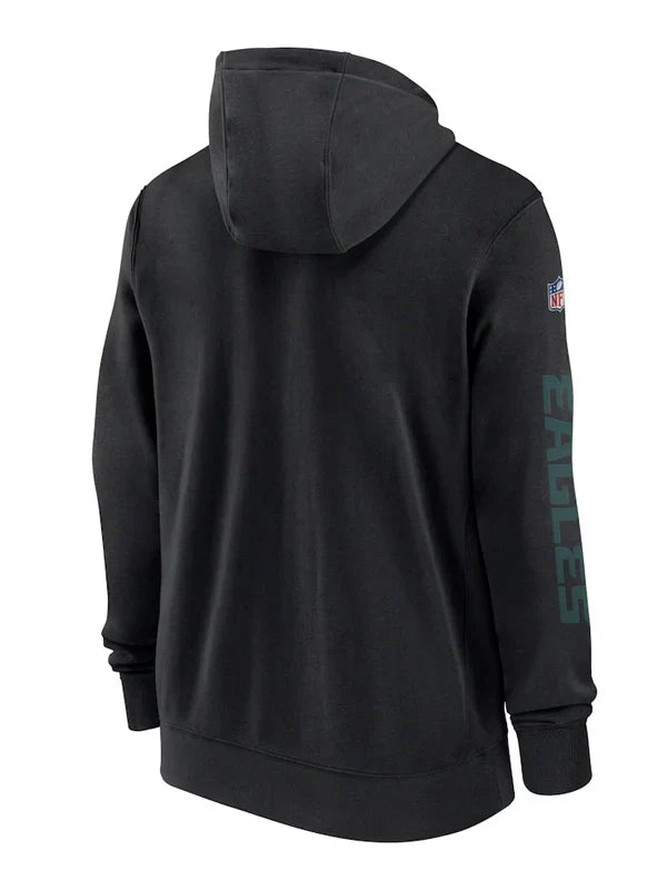 Philadelphia Eagles Black Sideline Club Full-Zip Hoodie - Recreated Inspired Edition