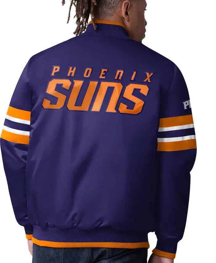 Phoenix Suns Scout Purple Satin Varsity Jacket - Recreated Inspired Edition