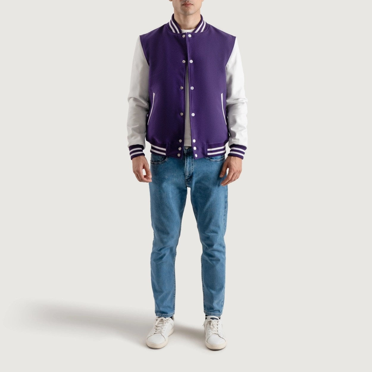 Purple and White Varsity Letterman Jacket - Recreated Inspired Edition