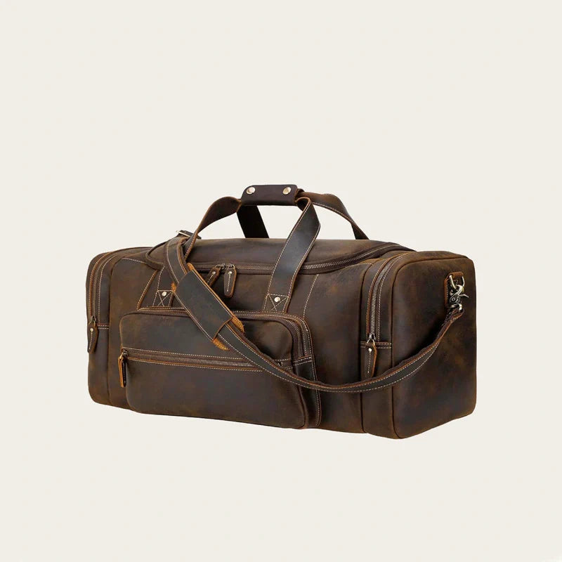 Real Leather Big Brown Duffle Bag