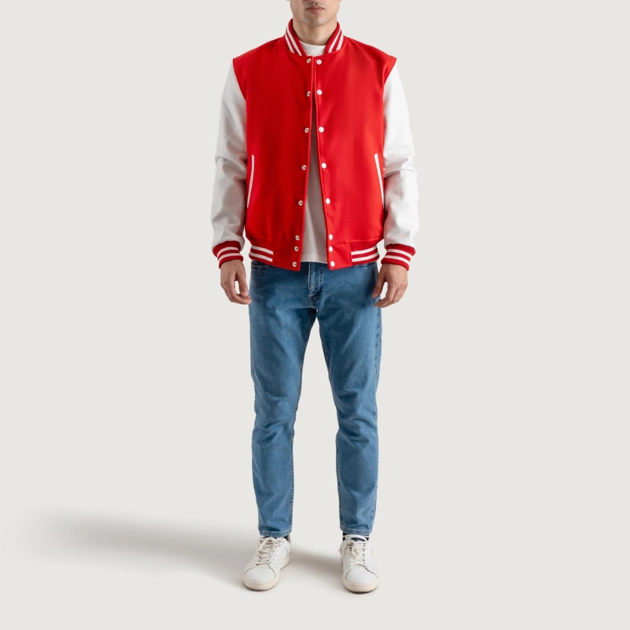 Red and White Varsity Letterman Jacket - Recreated Inspired Edition