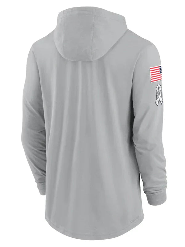 2024 San Francisco 49ers Salute to Service Long Sleeve Hooded T-Shirt