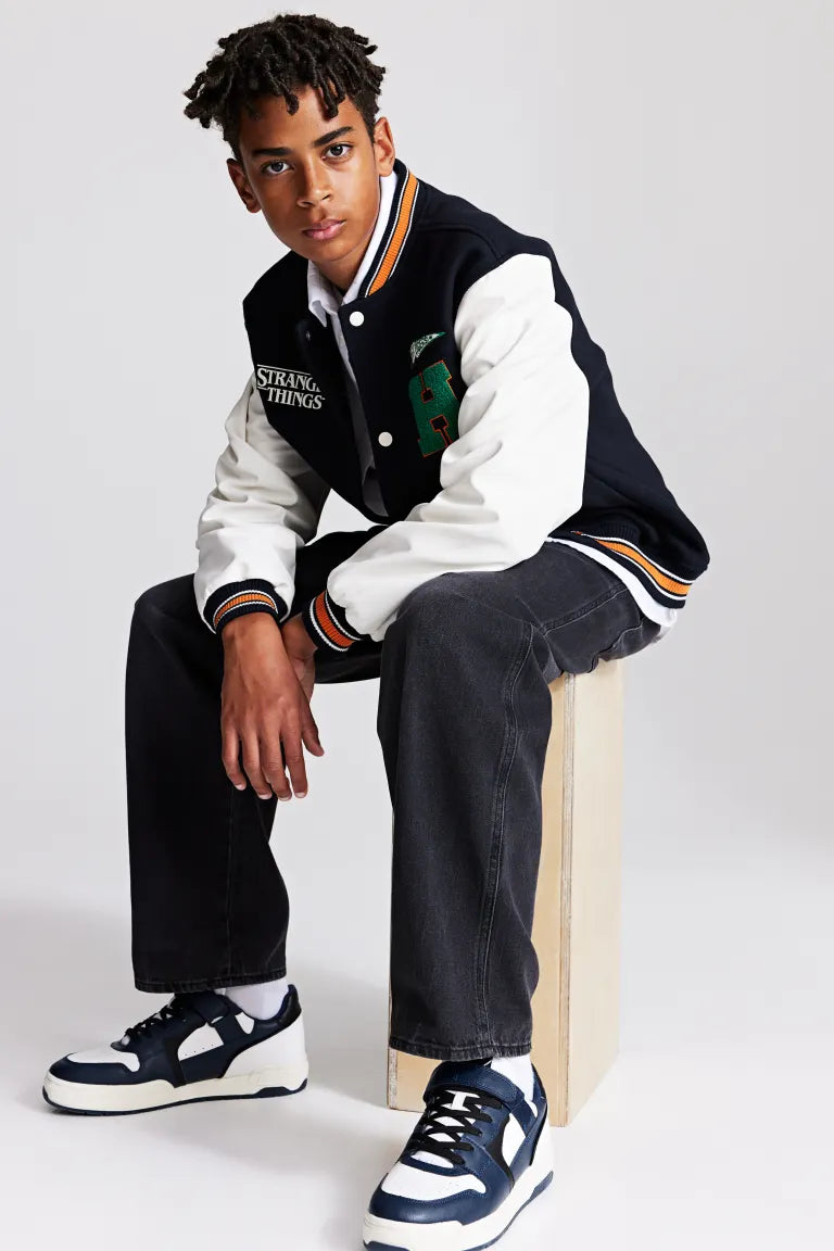 Stranger Things Wool Baseball Black Varsity Jacket - Recreated Inspired Edition