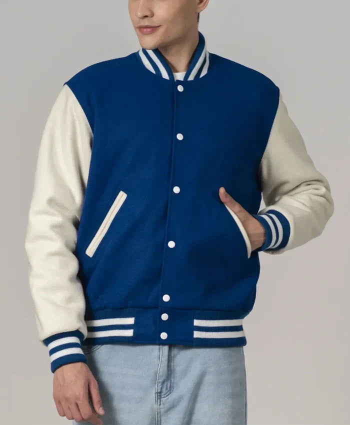Unisex Navy Blue Varsity Lettermen Jacket
