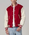Unisex Red And White Varsity Lettermen Jacket