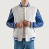 White and Blue Varsity Letterman Jacket - Recreated Inspired Edition