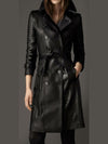 Women’s Black Military Stylish Leather Coat – Edgy & Timeless
