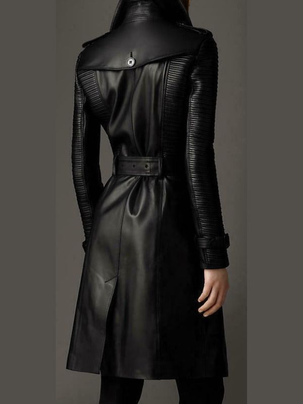 Women’s Black Military Stylish Leather Coat – Edgy & Timeless