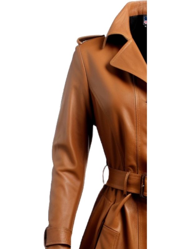 Women’s Tan Leather Coat – Elegant and Lightweight Outerwear
