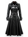 Women Luna Black Long Leather Coat