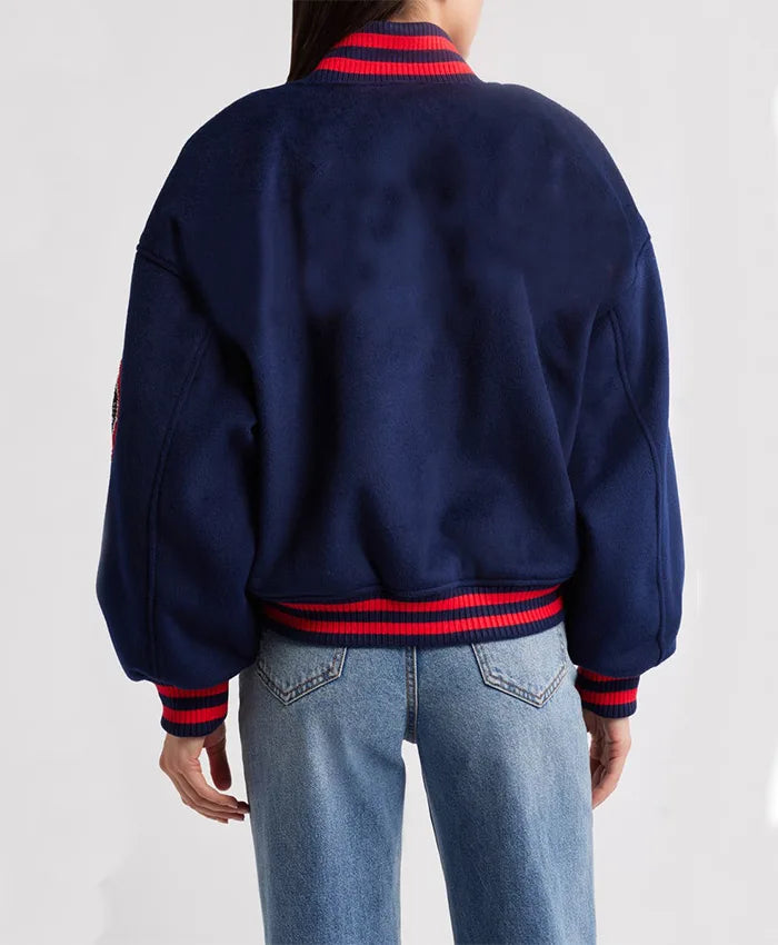 Women’s Royal Blue Tailored Fit Varsity Bomber Jacket