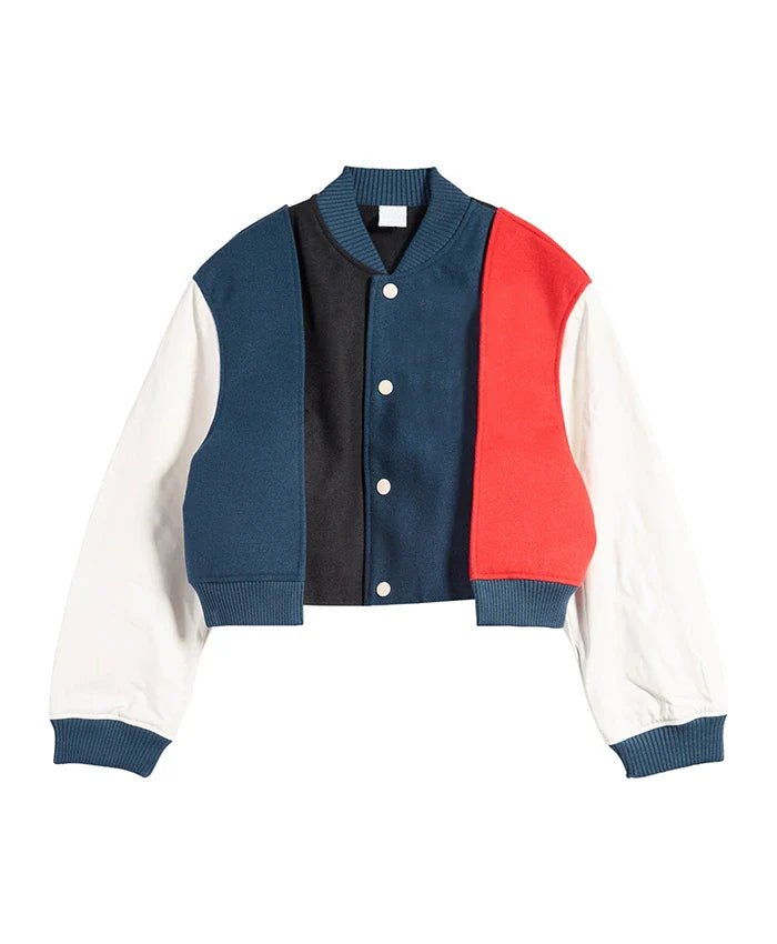 Women’s Triple Color Stylish Varsity Bomber Jacket