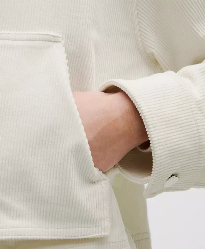 Women’s White Corduroy Shirt Varsity Jacket - Recreated Inspired Edition