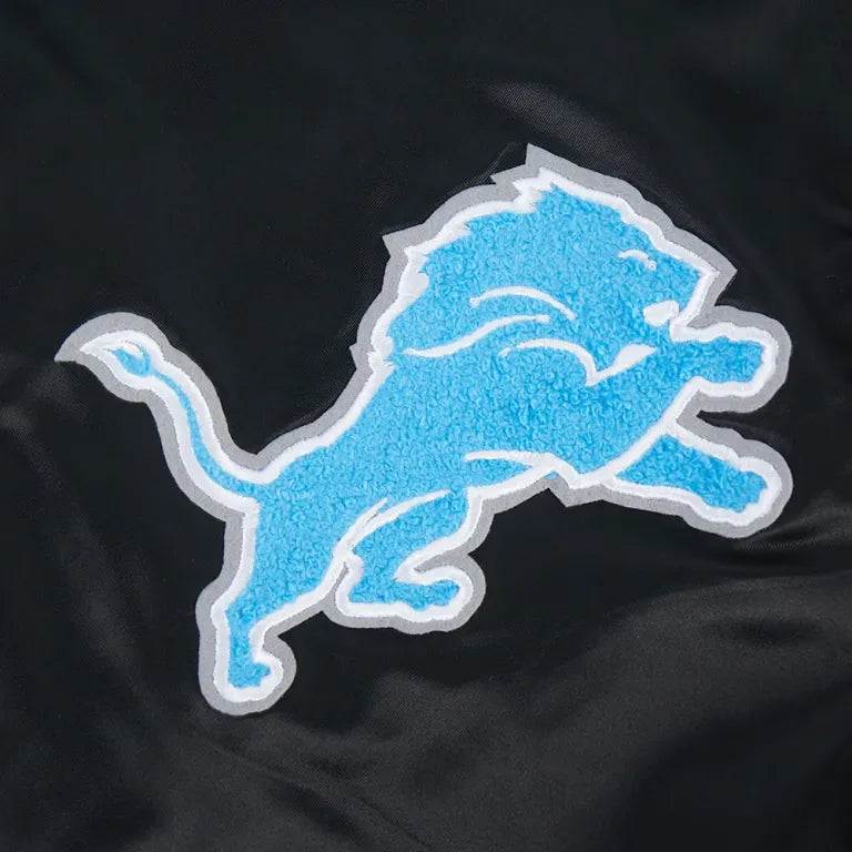 Detroit Lions Letterman Navy Satin Varsity Jacket